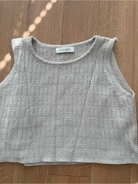 Knit Cropped Tank in Light Cream